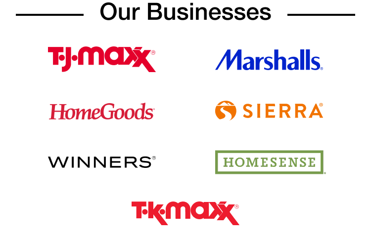 our businesses, TJ Maxx, Marshalls, HomeGoods, Sierra, Homesense, Winners, TK Maxx